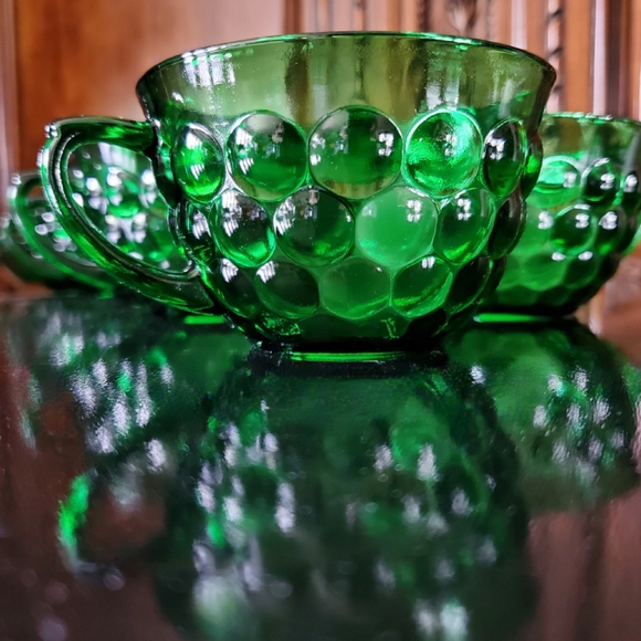 (11) Vntg "Bubble Green" Cups by Anchor Hocking - Picture 2 of 9